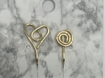 Heart Ear Cuff /Spiral Nose Cuff Set