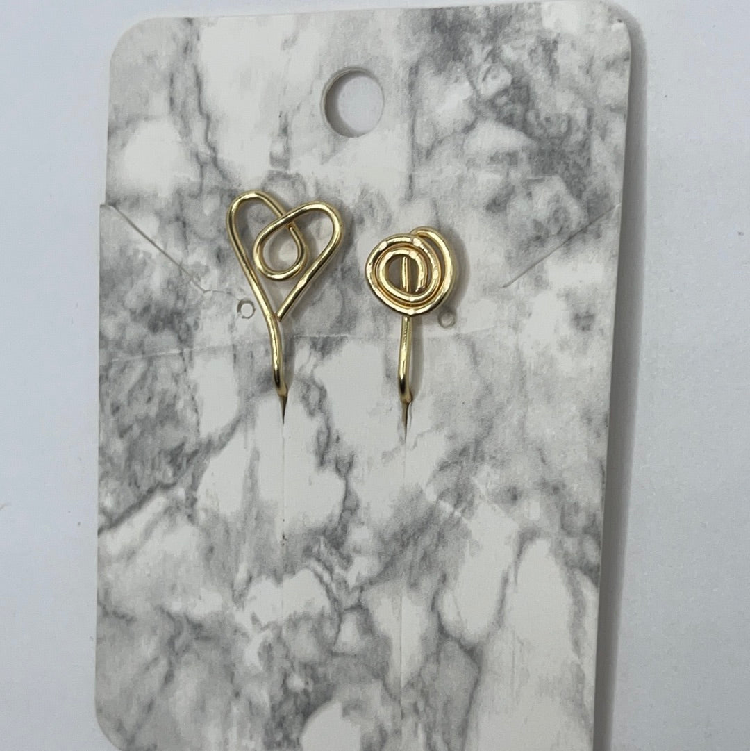 Heart Ear Cuff /Spiral Nose Cuff Set